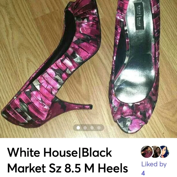 White House|Black Market Size 8½ M peep toe floral satin Heels - Picture 2 of 5